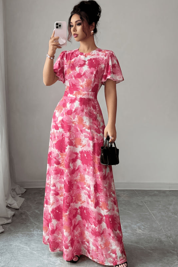 Retro Plissierte Midi Kleider Floral