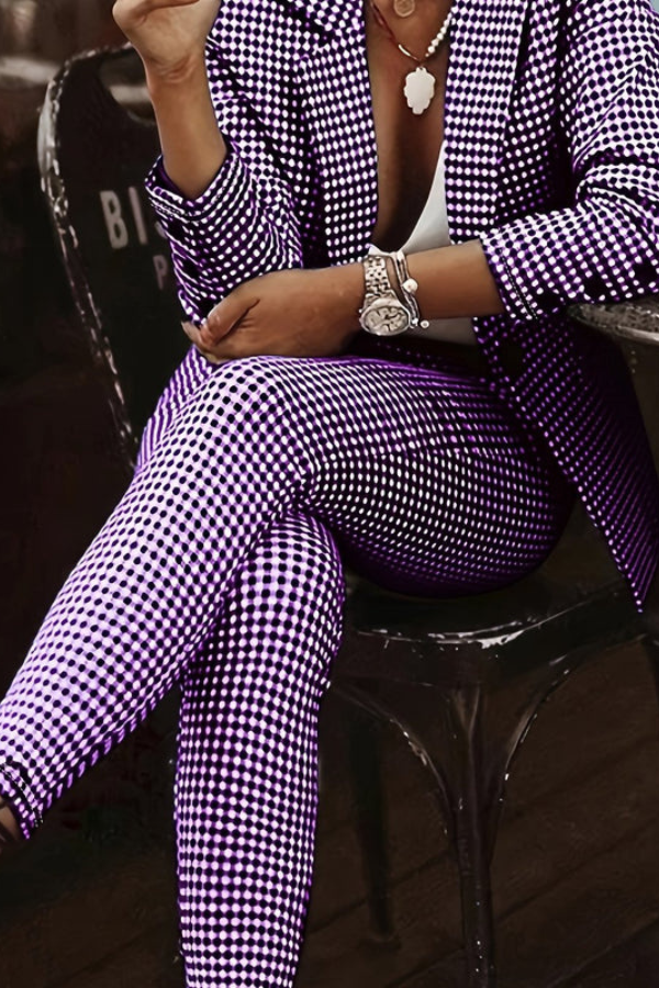 Chic Houndstooth Blazer Pants Set