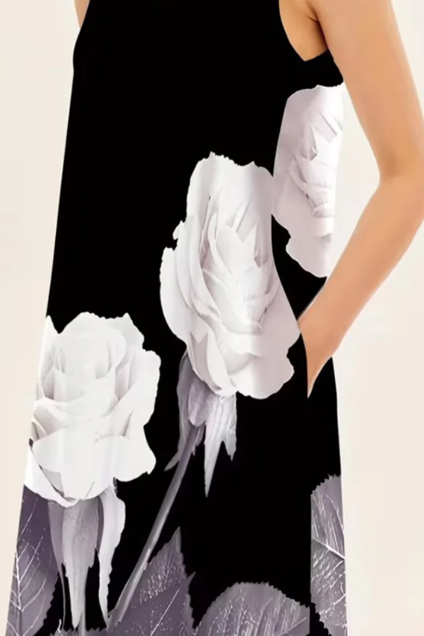 Women's Casual Notched Neck Sleeveless Dress