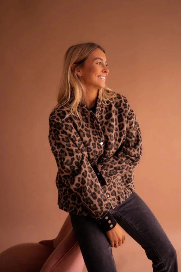 Leopard Print Casual Bomber Jacket