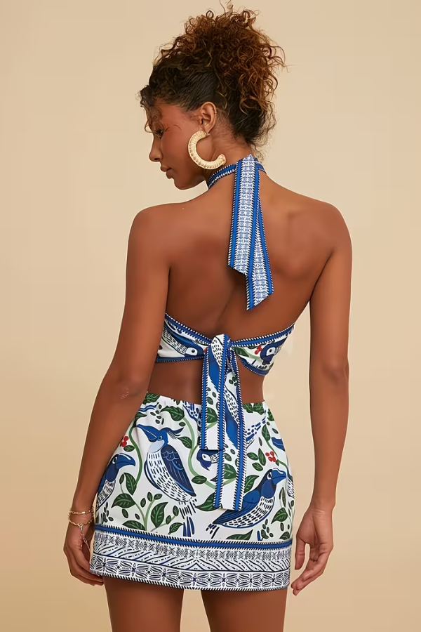 Sunny Floral Halter Mini Dress