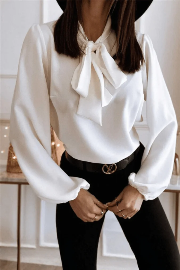 Sophisticated Silk Bow Tie Blouse