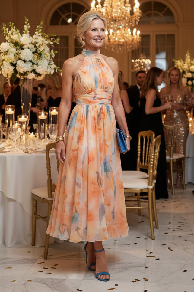 Halter-Midikleid in Multicolor