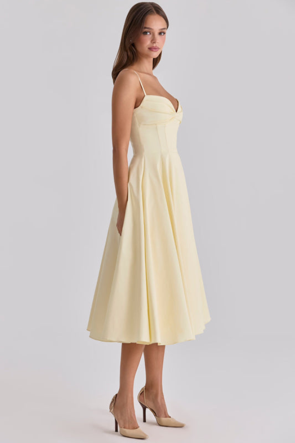 Gathered-Bust elegantes Midikleid