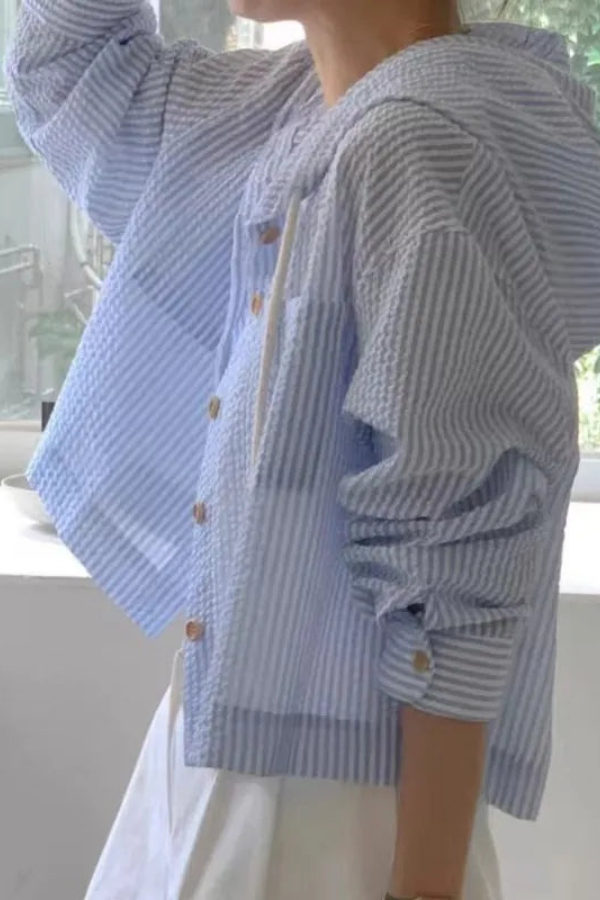 Relaxed Summer Hooded Blouse