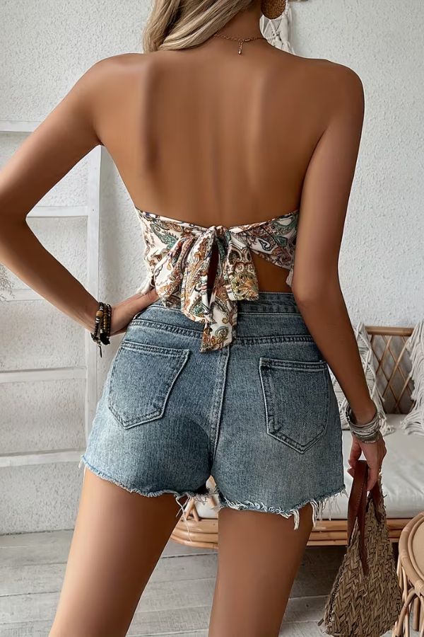 Chic Paisley Tube Top Backless