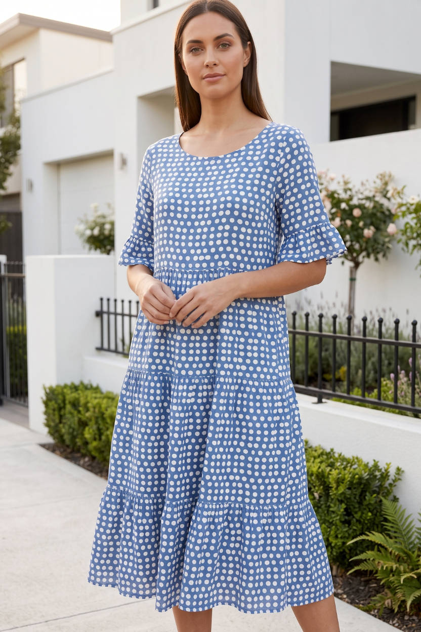 Lässiges florales Midikleid