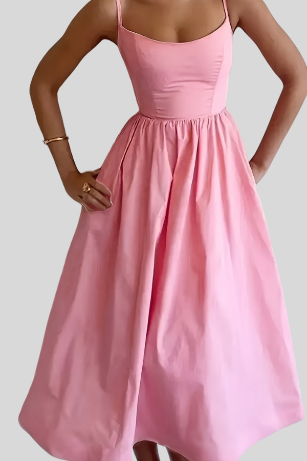 Feminine Plissierte Midi Kleider Elegant