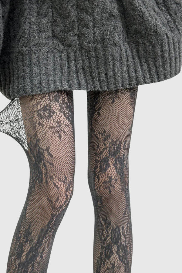 Elegant Floral Lace Pattern Tights
