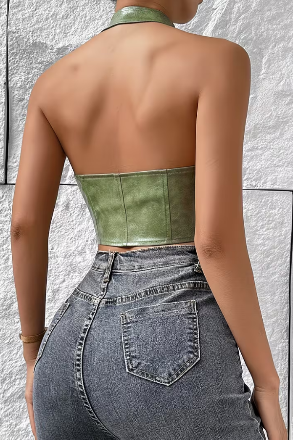 Bold Halter Backless Crop Top