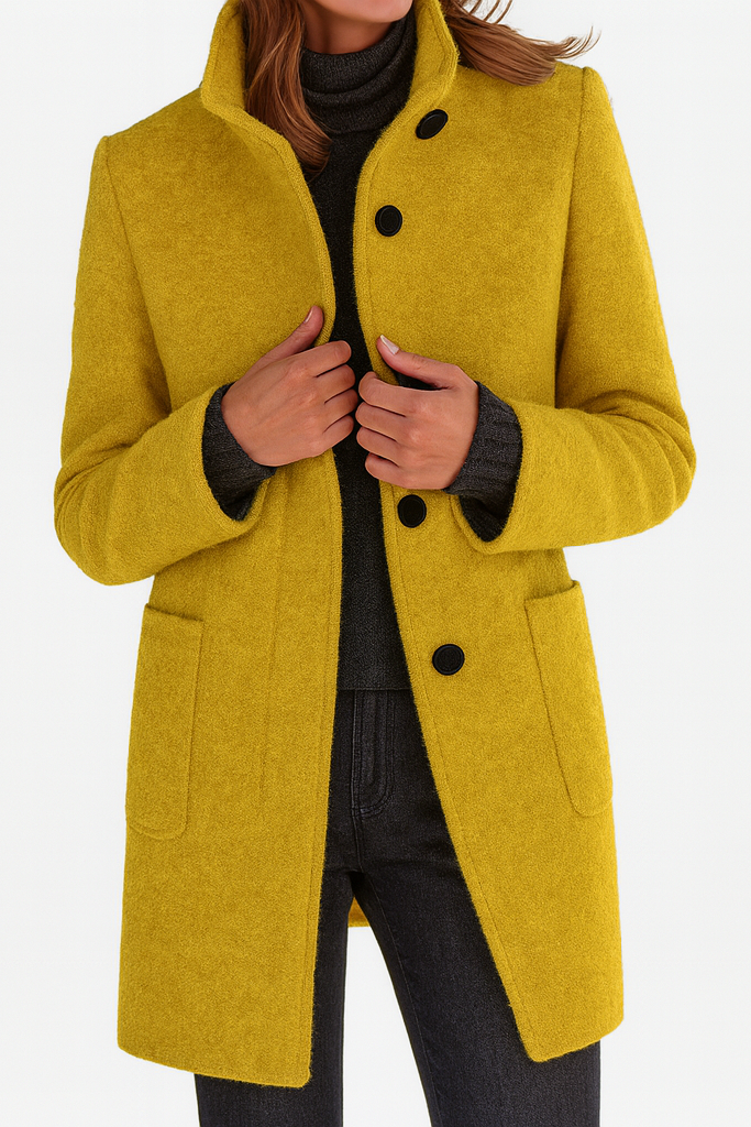 Elegant Button Front Longline Collared Coat
