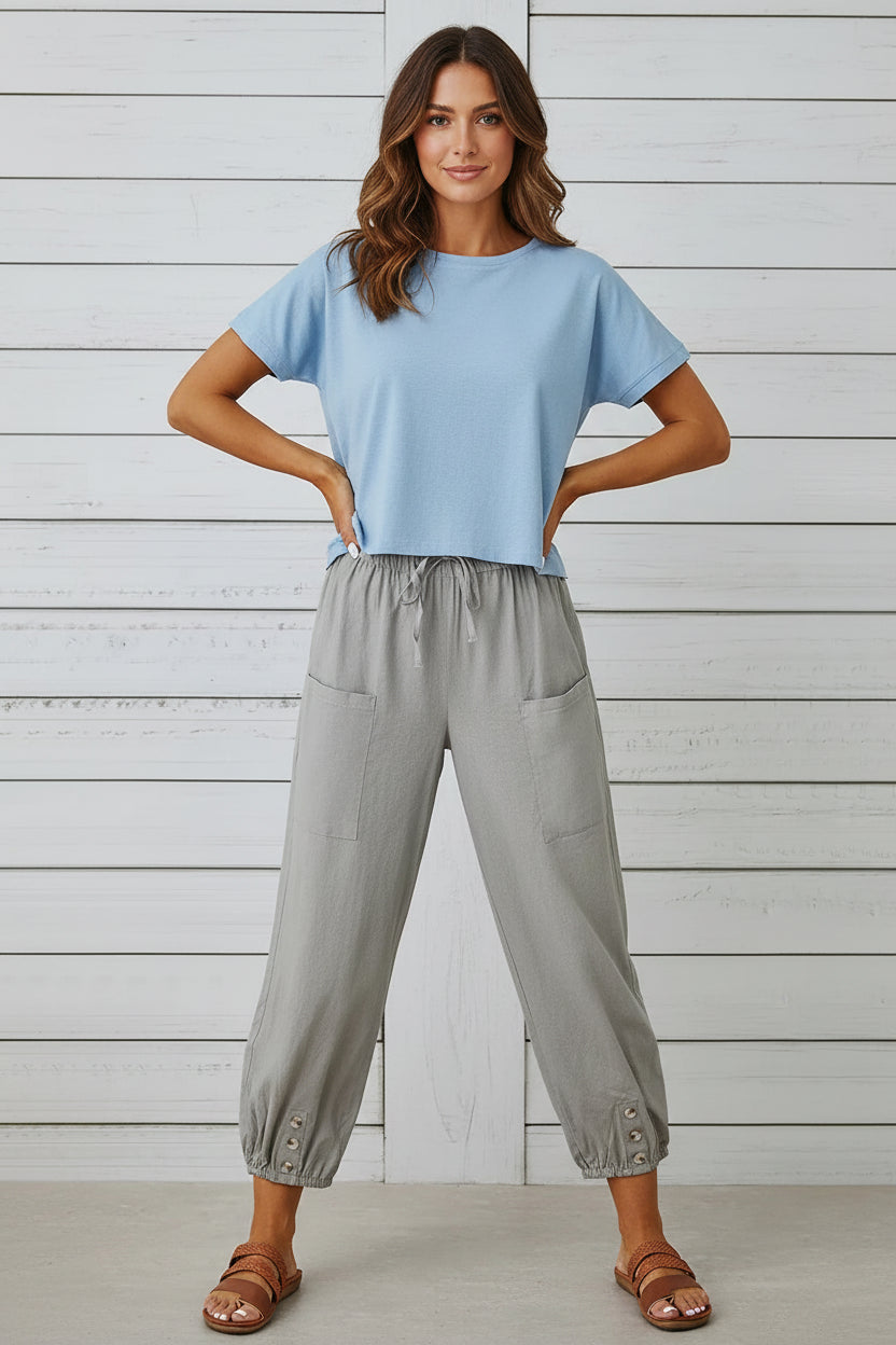 Chic Cotton Linen Wide Leg Pants for Women - High Waist, Loose Fit Trousers 12