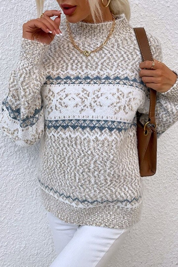 Cozy Snowflake Knit Sweater with Elegant Turtleneck 6