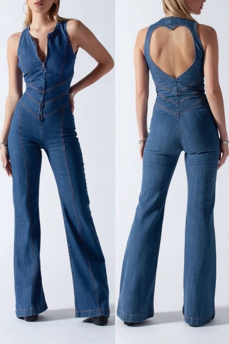 Elegant Bodycon Jumpsuit with Sweetheart Neckline and Backless Design 4