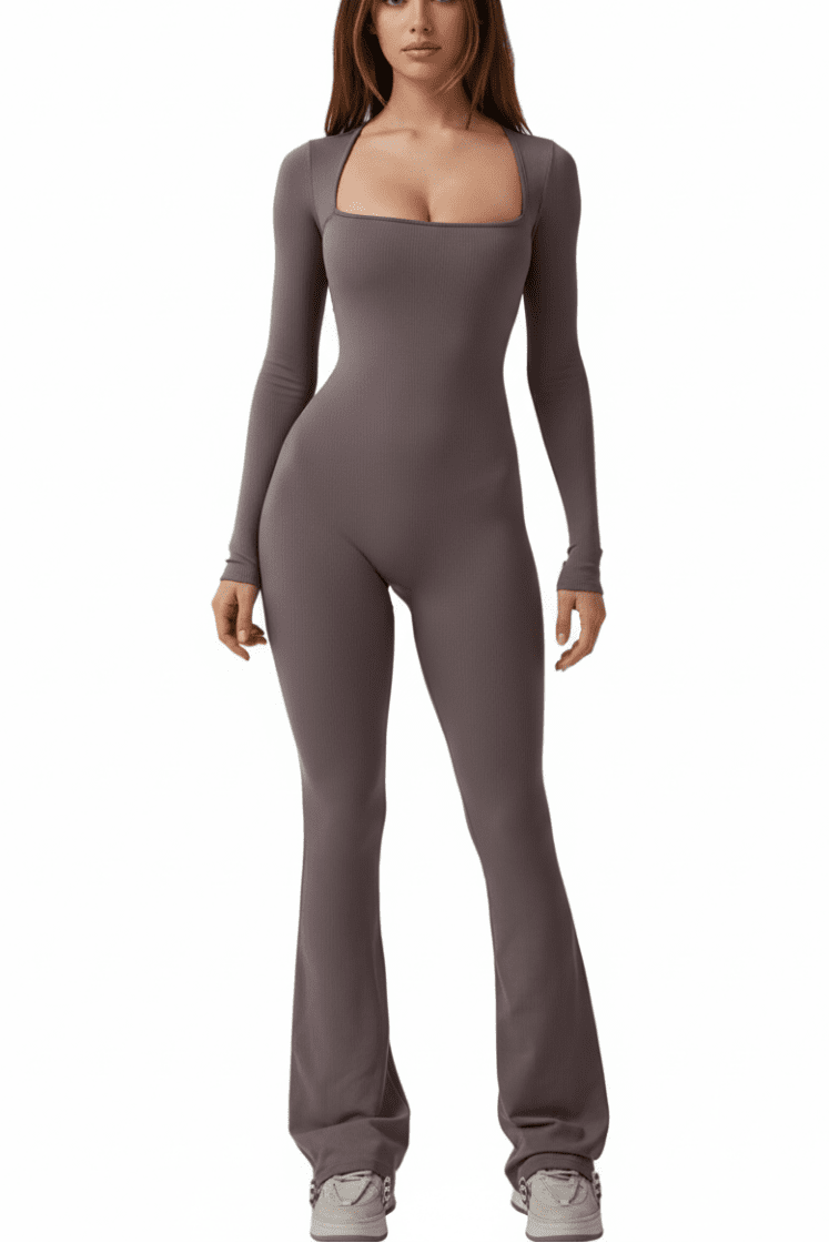 Elegant Flared Leg Jumpsuit with Square Neckline for Stylish Occasions 5