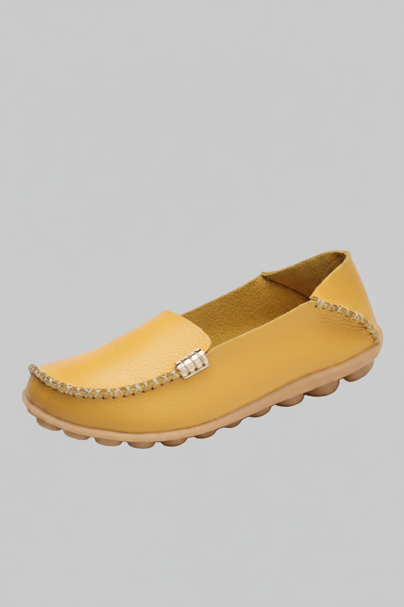 Elegant Leather Black Flats for Women - Comfortable Slip-On Moccasins 12