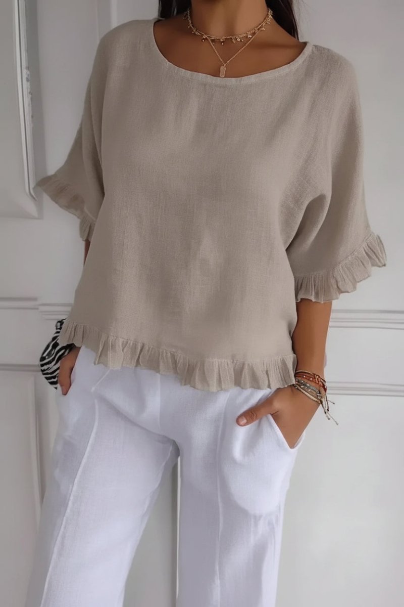 Elegant Ruffle Cotton Blouse for Effortless Style and Comfort 8