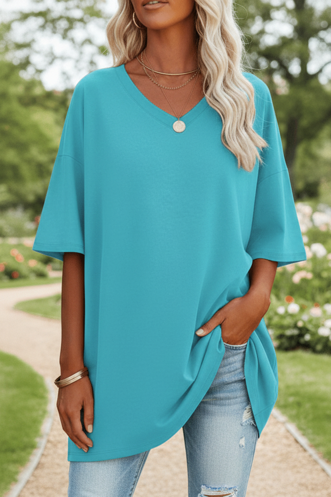 Elegant V-Neck T-Shirt for Effortless Style and All-Day Comfort 14