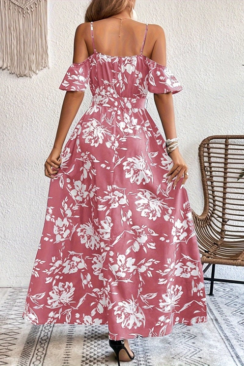 Floral Cold Shoulder Maxi Dress for Effortless Elegance 8