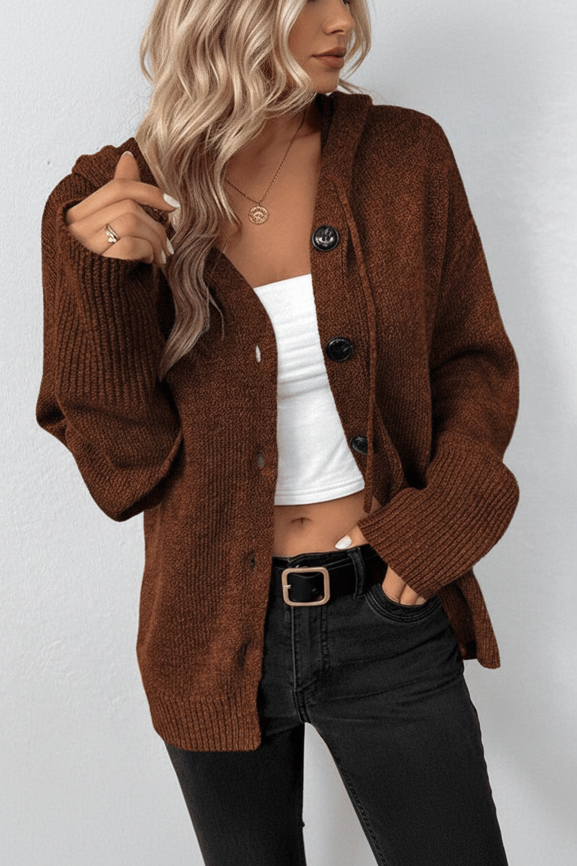 Hooded Cardigan with Drawstring for Effortless Layering 12