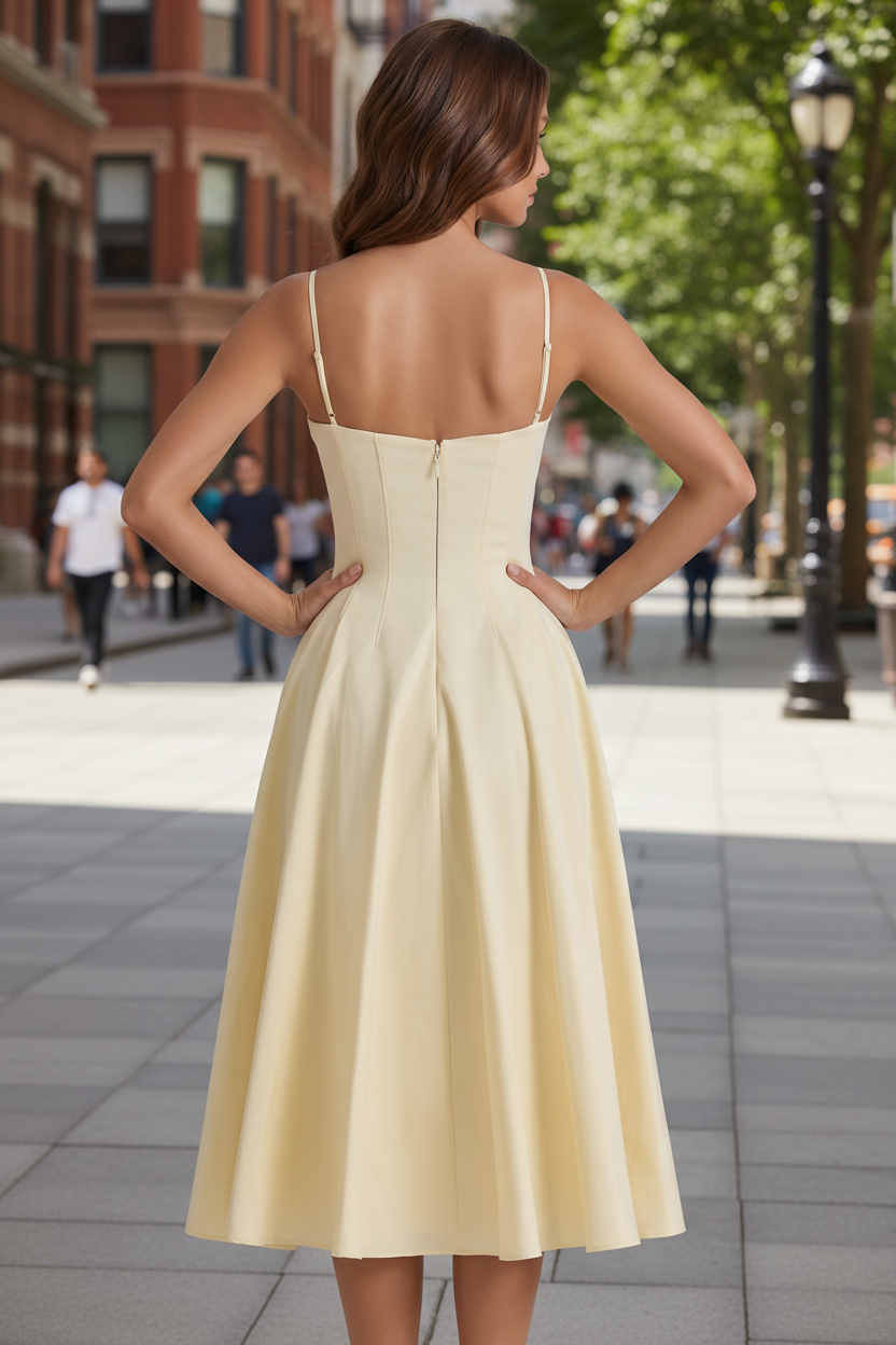 Delali gelbes fließendes Midikleid