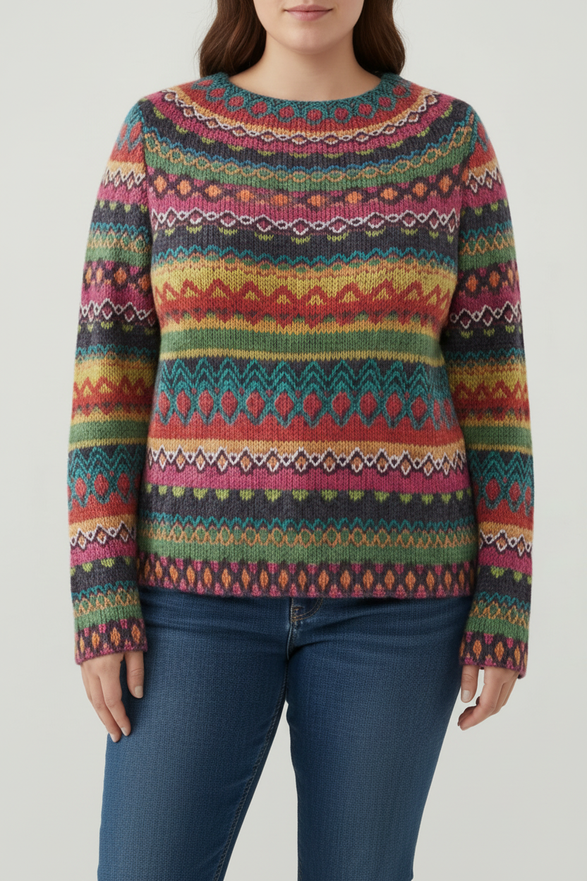 Oversized Knit Sweater with Colorful Design for Effortless Style 4