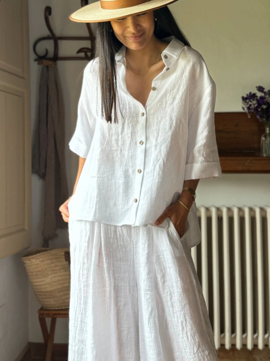 Plus Size Draped Linen Lapel Shirt for Effortless Elegance 7