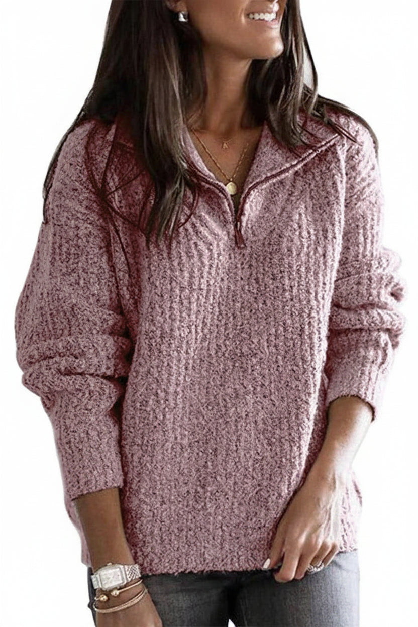 Ribbed Zip-Up Sweater for Everyday Comfort and Versatility 12
