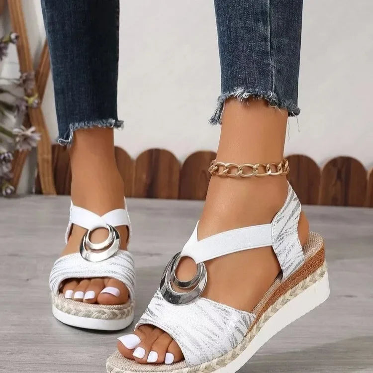Orthopedic Snake Print Gladiator Wedge Sandals For Women