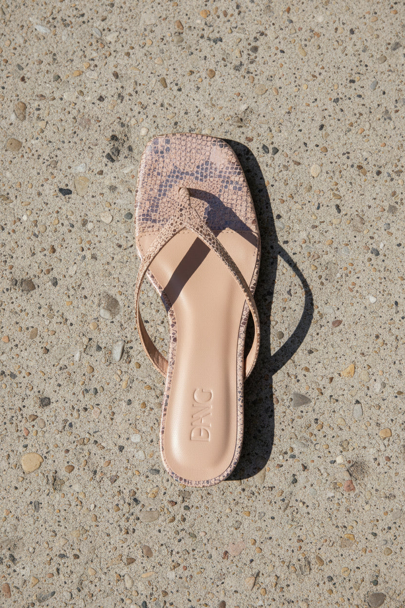 Python Leather Kitten Heel in Tan
