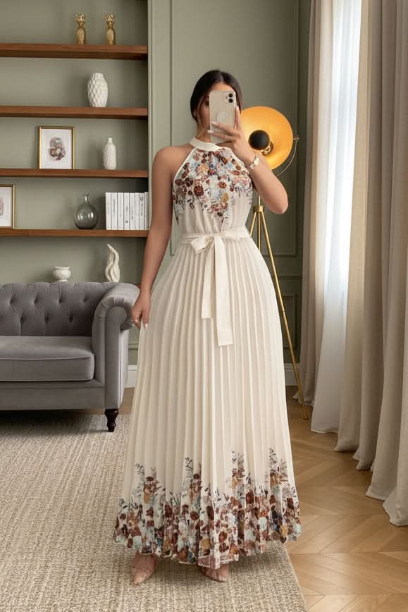 Eleganter bedruckter Jumpsuit mit Taillenknoten