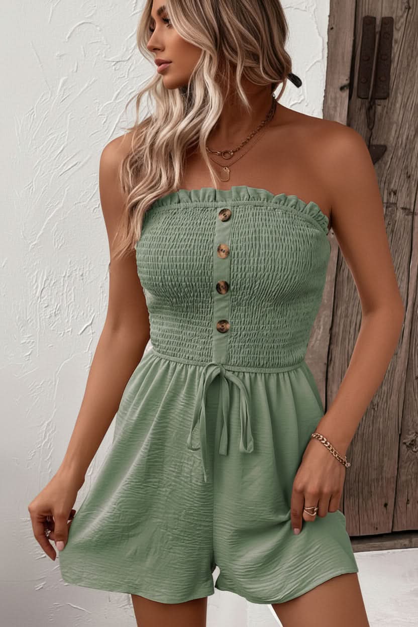 Trägerloser Knopf-Front-Sommer-Overall