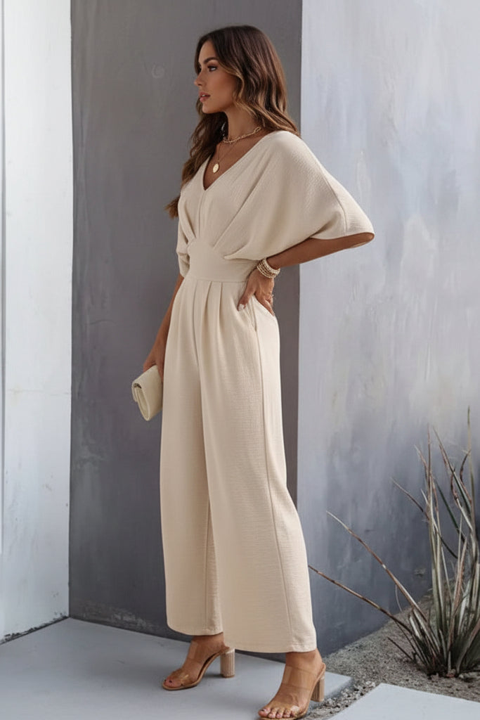 Soft Wrap Jumpsuit V Neck