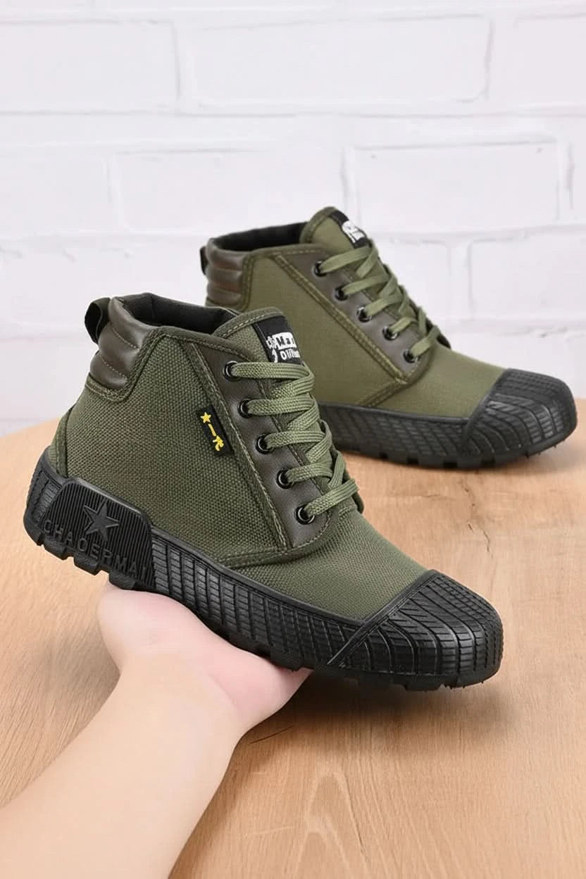 Versatile Green Canvas Sneakers - Durable Low Cut Design with Rubber Sole for Outdoor Work & Training 15