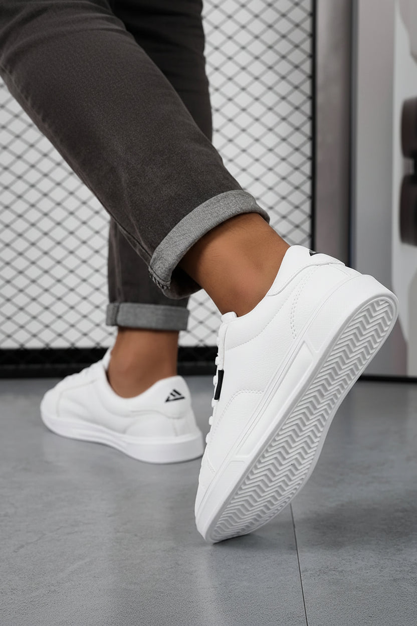Versatile White Leather Sneakers - Breathable Casual Footwear for Men and Women 5