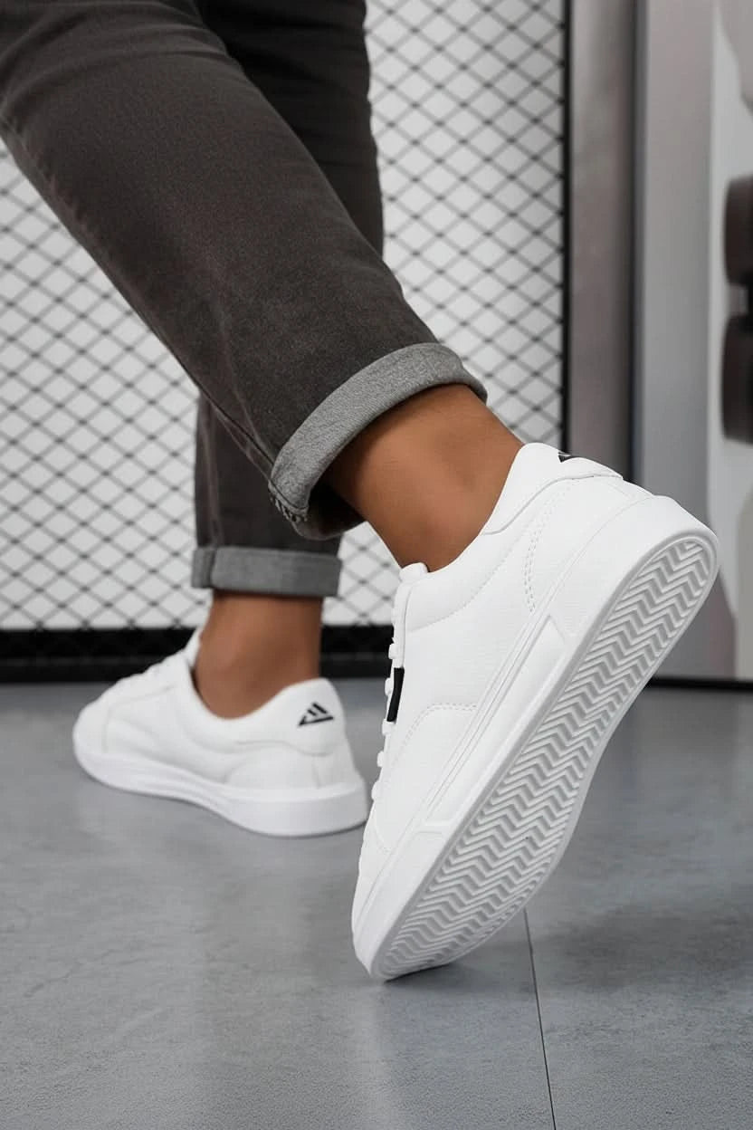 Versatile White Leather Sneakers - Breathable Casual Footwear for Men and Women 5