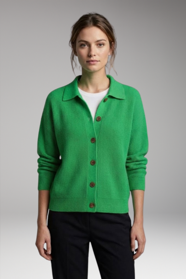 Collared Button Cardigan with Long Sleeves