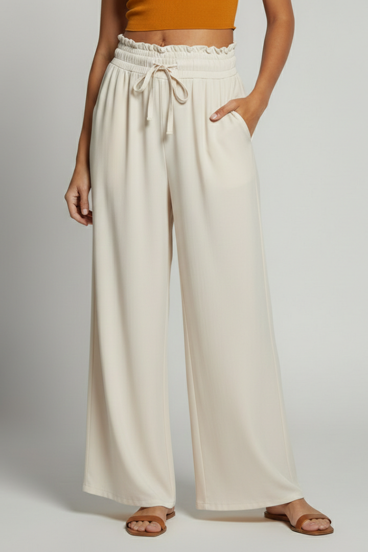 Wide-Leg Palazzo Trousers with Elastic Waist