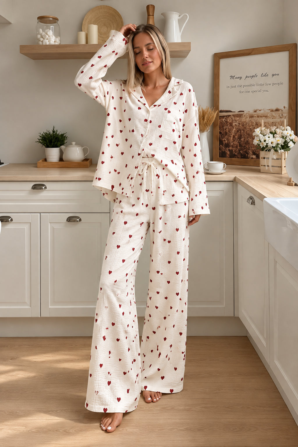 Heart Print Pajama Set