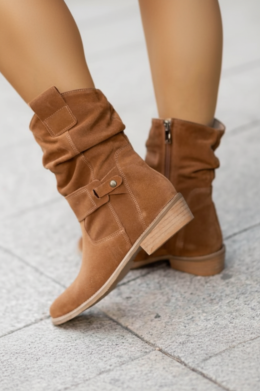 Slouchy Buckle Ankle Boots