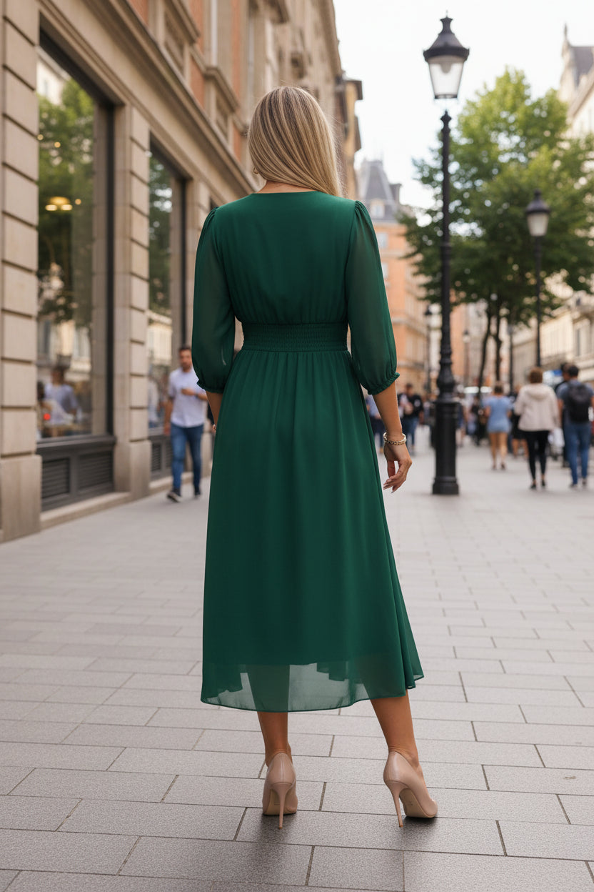V-Neck Midi Dress