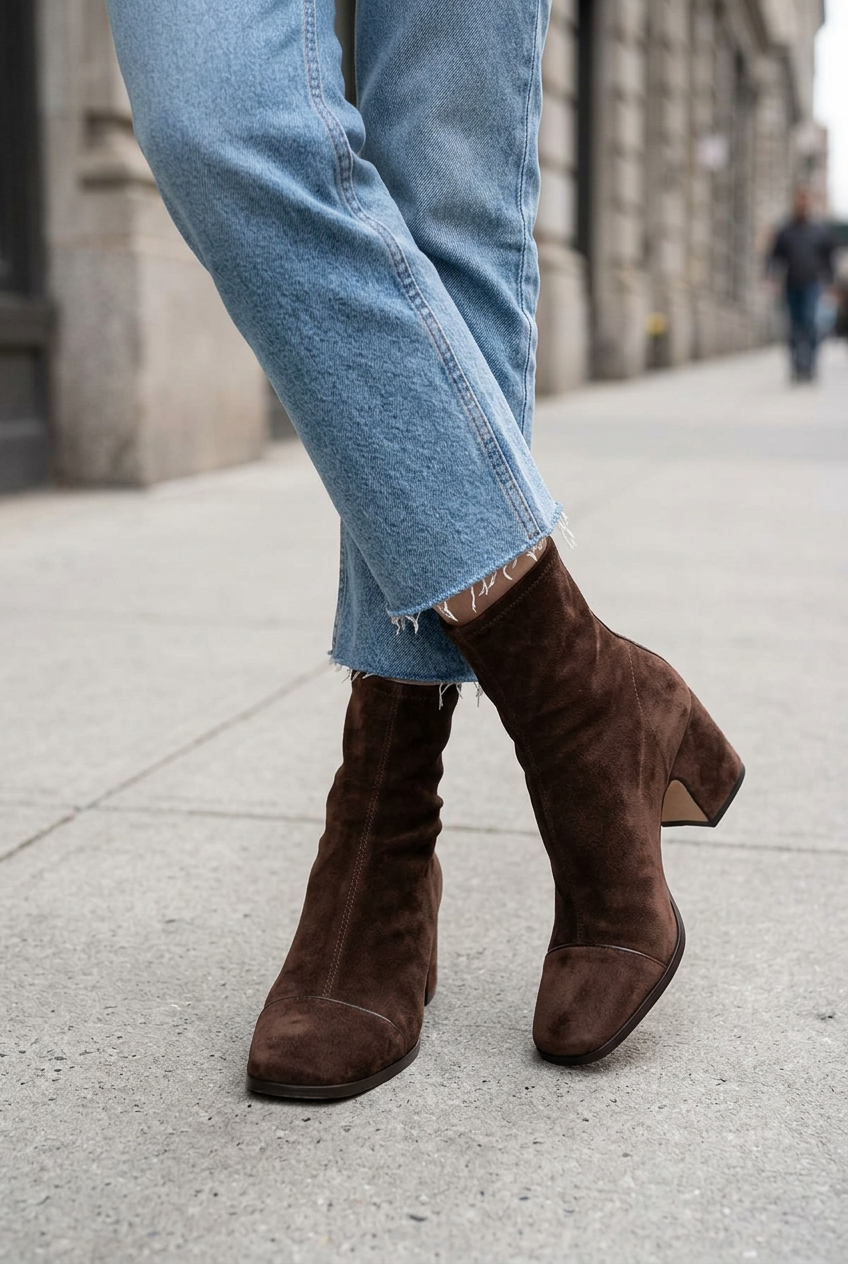 Sidewalk boots, crossed pose