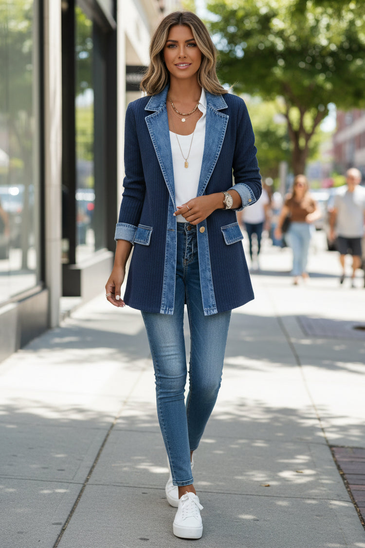Women's Hybrid Jacket With Denim Accents