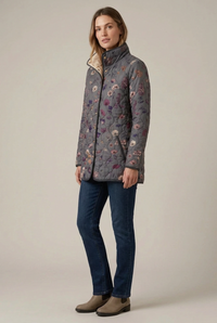 Gesteppte Alltagsjacke mit Vintage-Blumenmuster