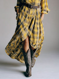Hattie | Women's Long Sleeve Plaid Shirt Dress with Belt