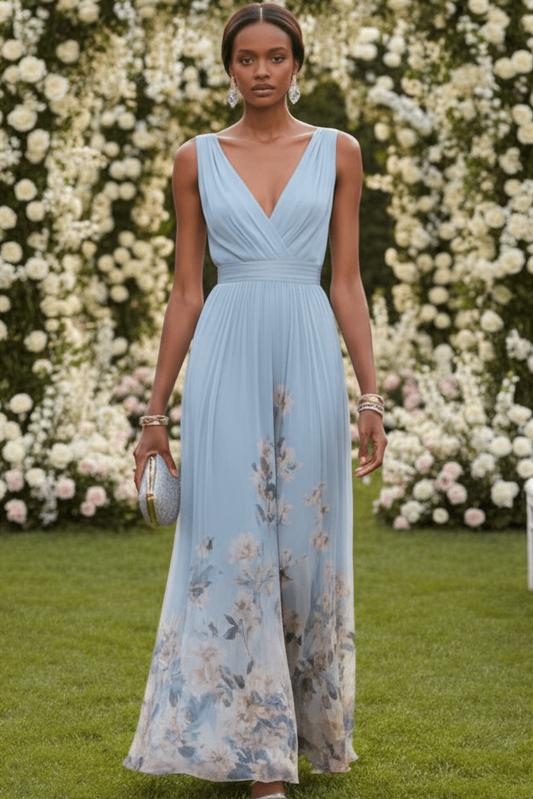 Romantic Floral Chiffon Maxi Dress