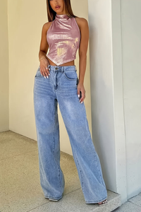 Refined Asymmetrical Halter Top