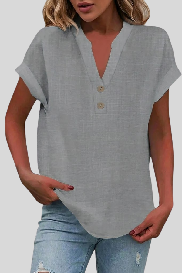 Elegant V Neck Button Blouse