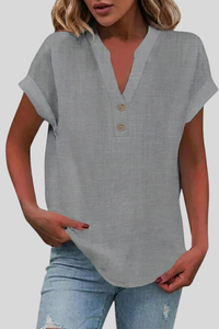 Elegant V Neck Button Blouse