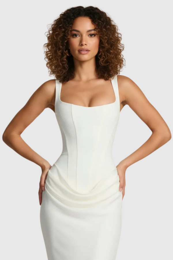 Sculpted Elegant Midi Occasion Dress